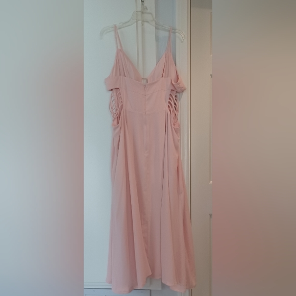 Fame & Partners x Free People 12 Megan Side Cutout Maxi Dress Gown Blush Pink - Picture 11 of 16